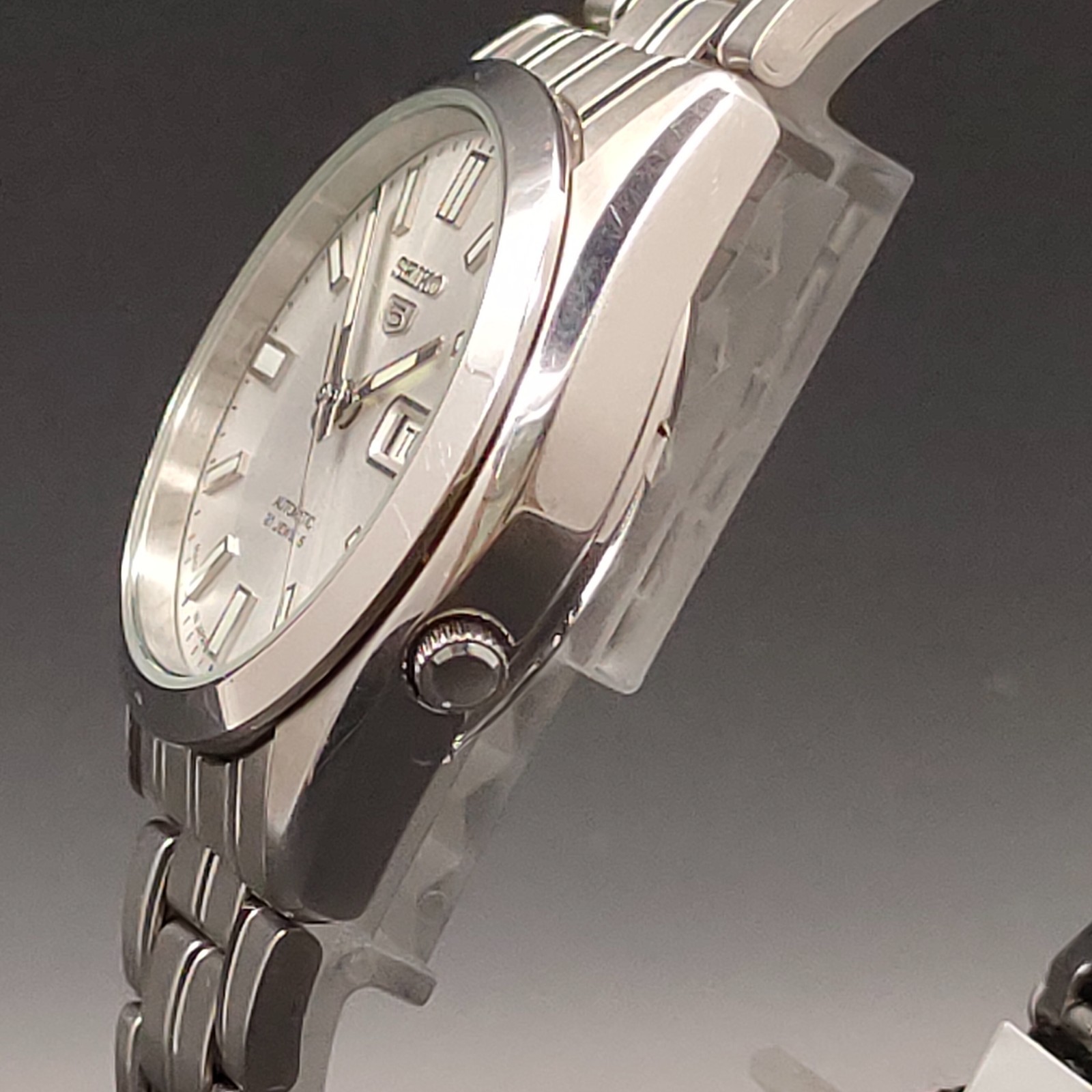 2016 NOS Seiko 5 7S26-03B0 Automatic Silver Day-Date 37mm Mens Watch JAPAN