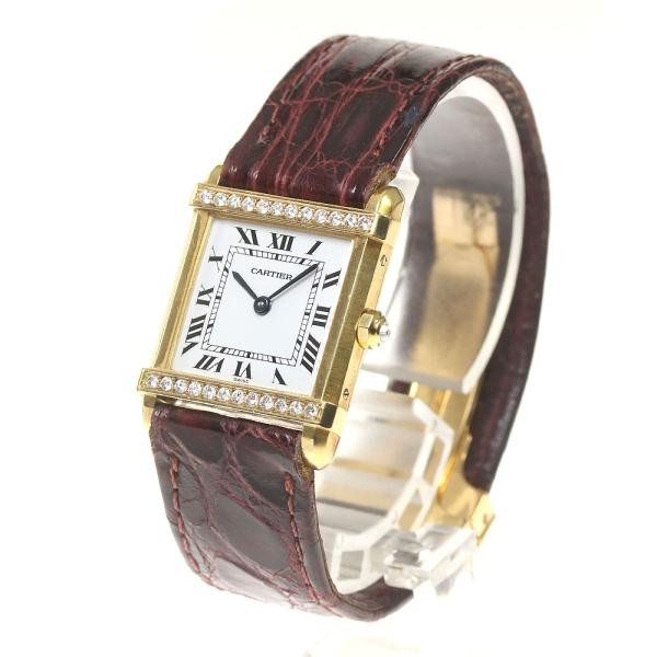 CARTIER TANK CHINOISE Does Not Apply 22mm YG/Leather White #C1565