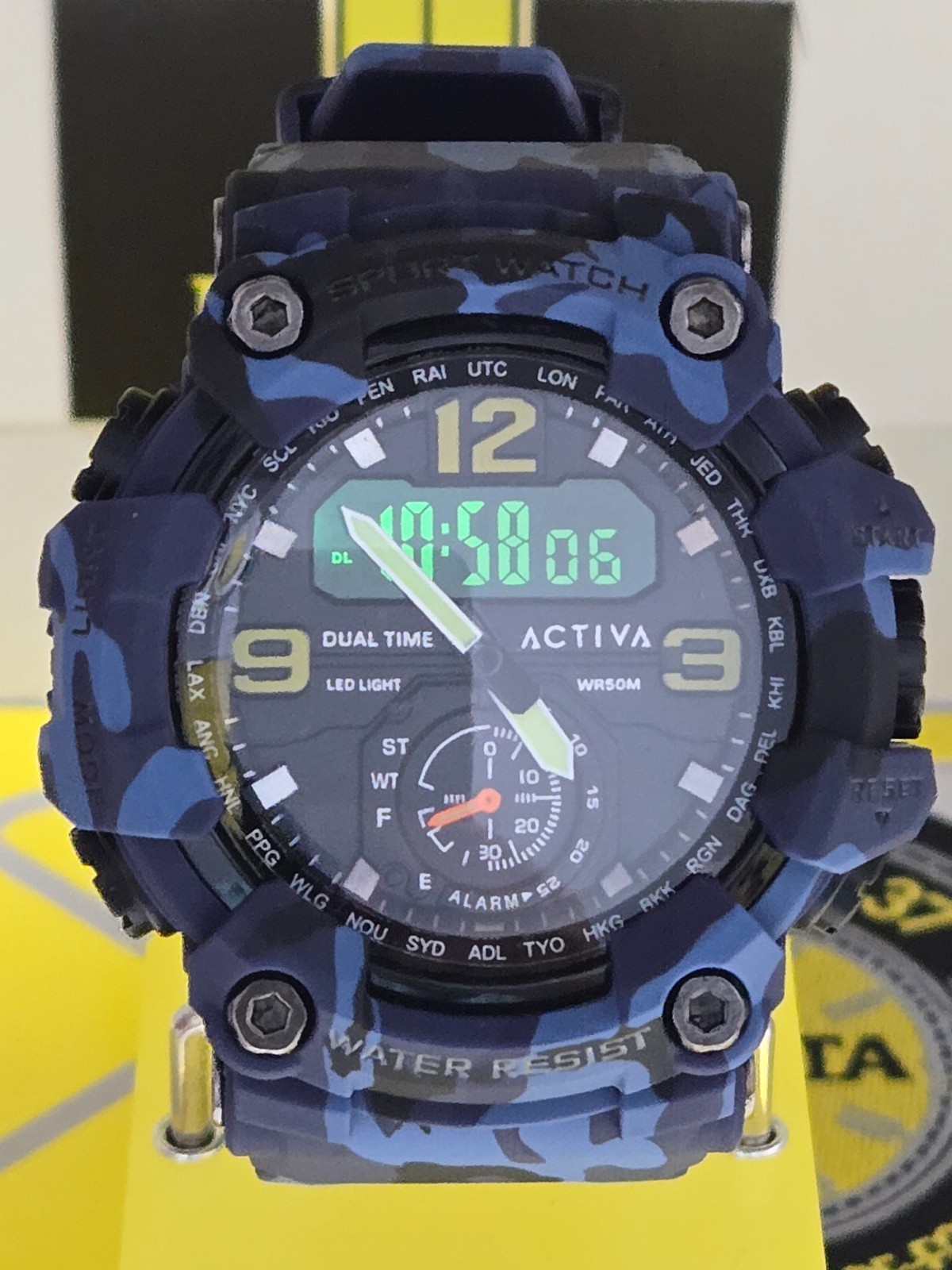 Activa X Invicta BlackOps Multifunction Digital Men’s Watch 56mm Camo Blue NEW