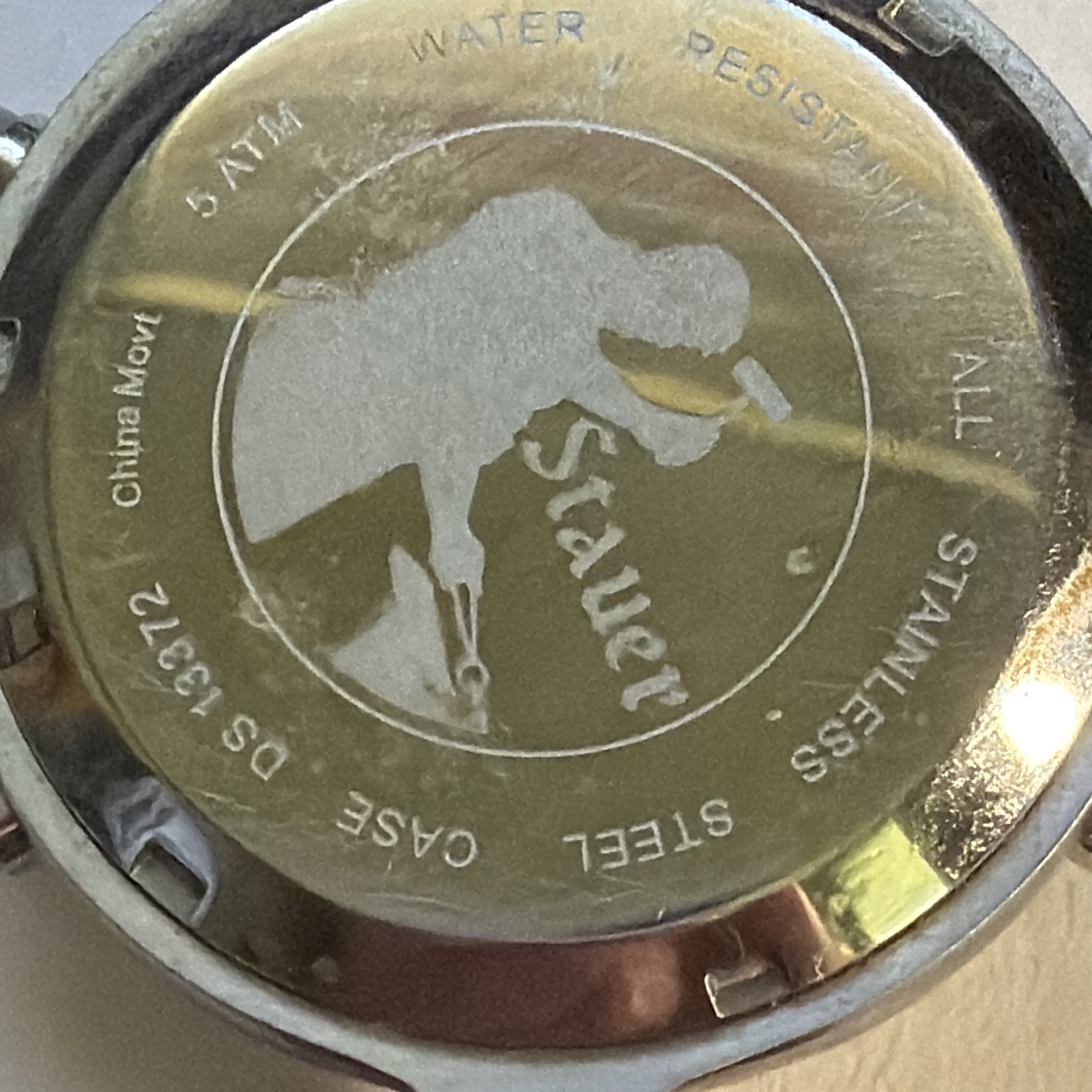 Stauer Osiris Quartz Moon Phase Day/Date Cream Roman Dial Brown Leather 50m