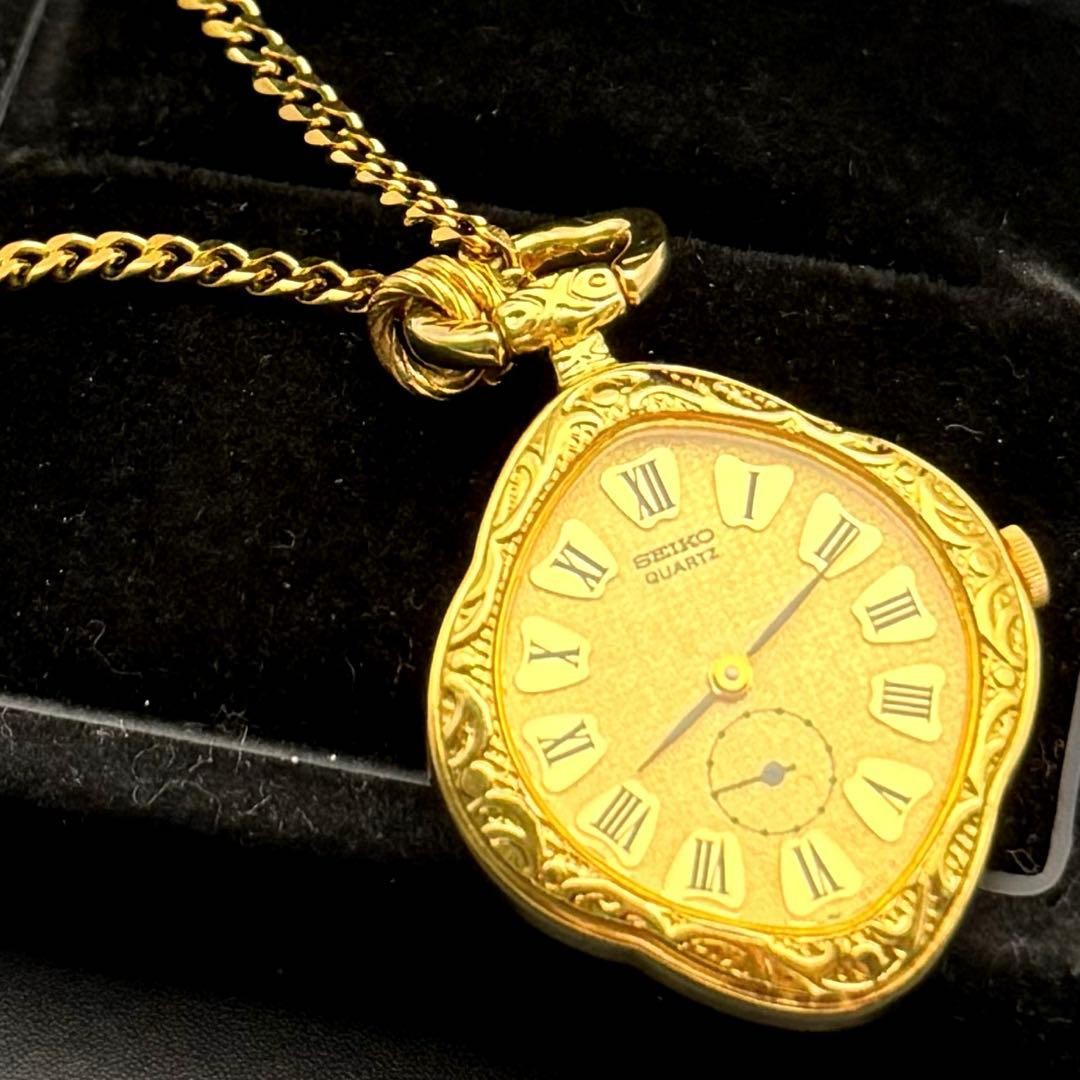Extremely rare ✨ Seiko pendant watch, quartz, gold, 80s antique.