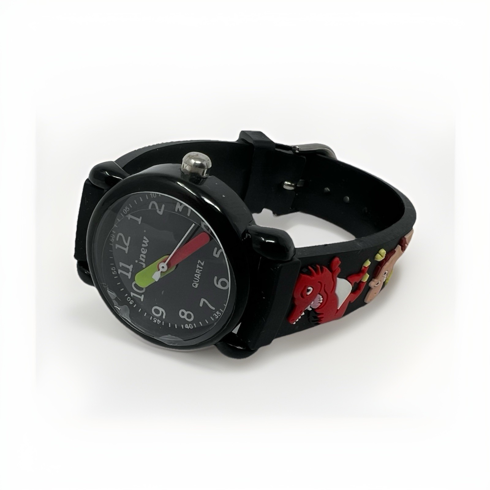 Kids Watch 3D Dinosaur Black Silicone Band Multicolor Boys Girls Gift Prize