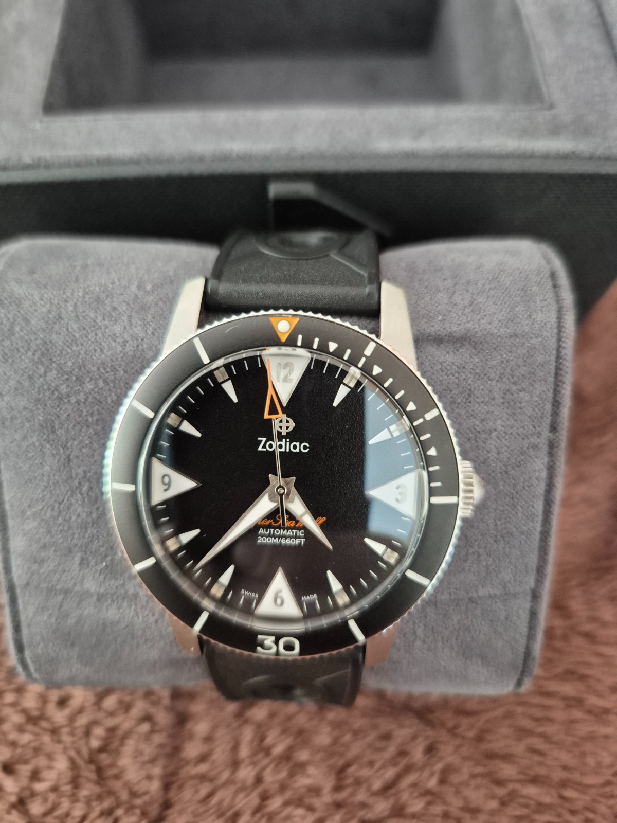 Zodiac Super Sea Wolf Skin Diver Automatic Rubber Strap Watch ZO9214