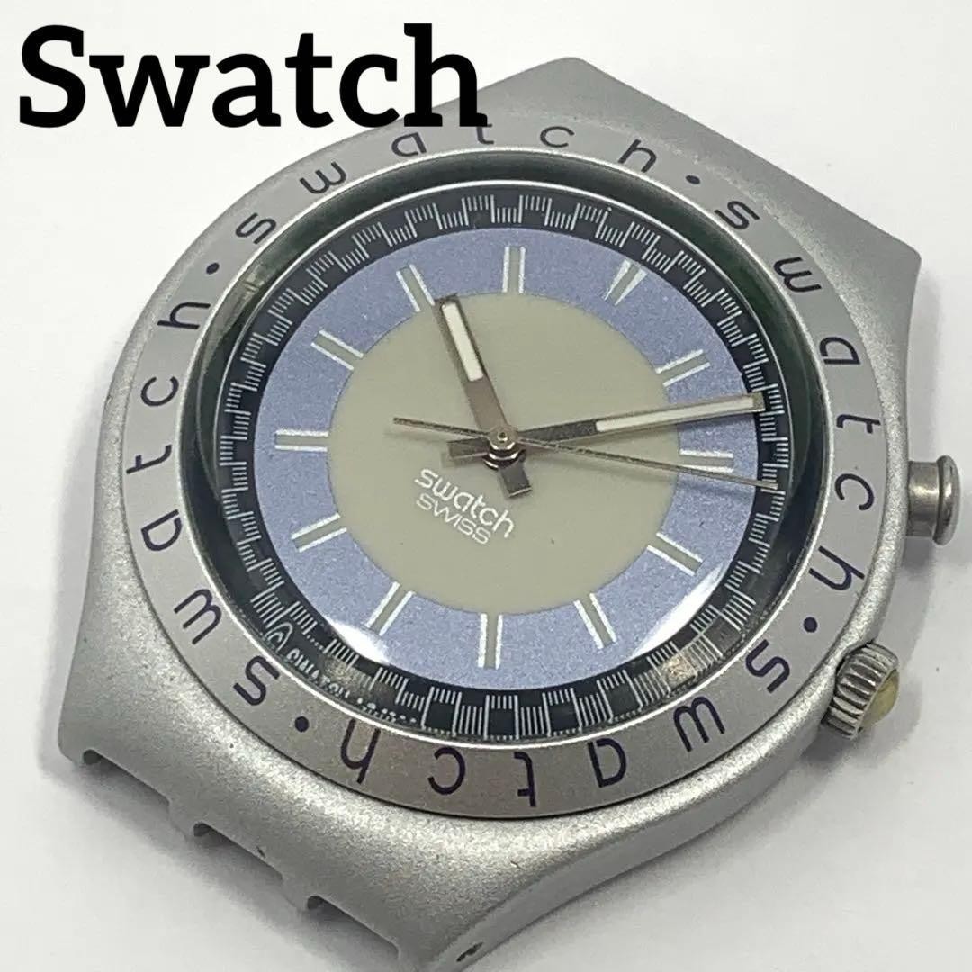 Swatch Quartz Watch Light Blue Gray Dial Silver Case Used Cheap