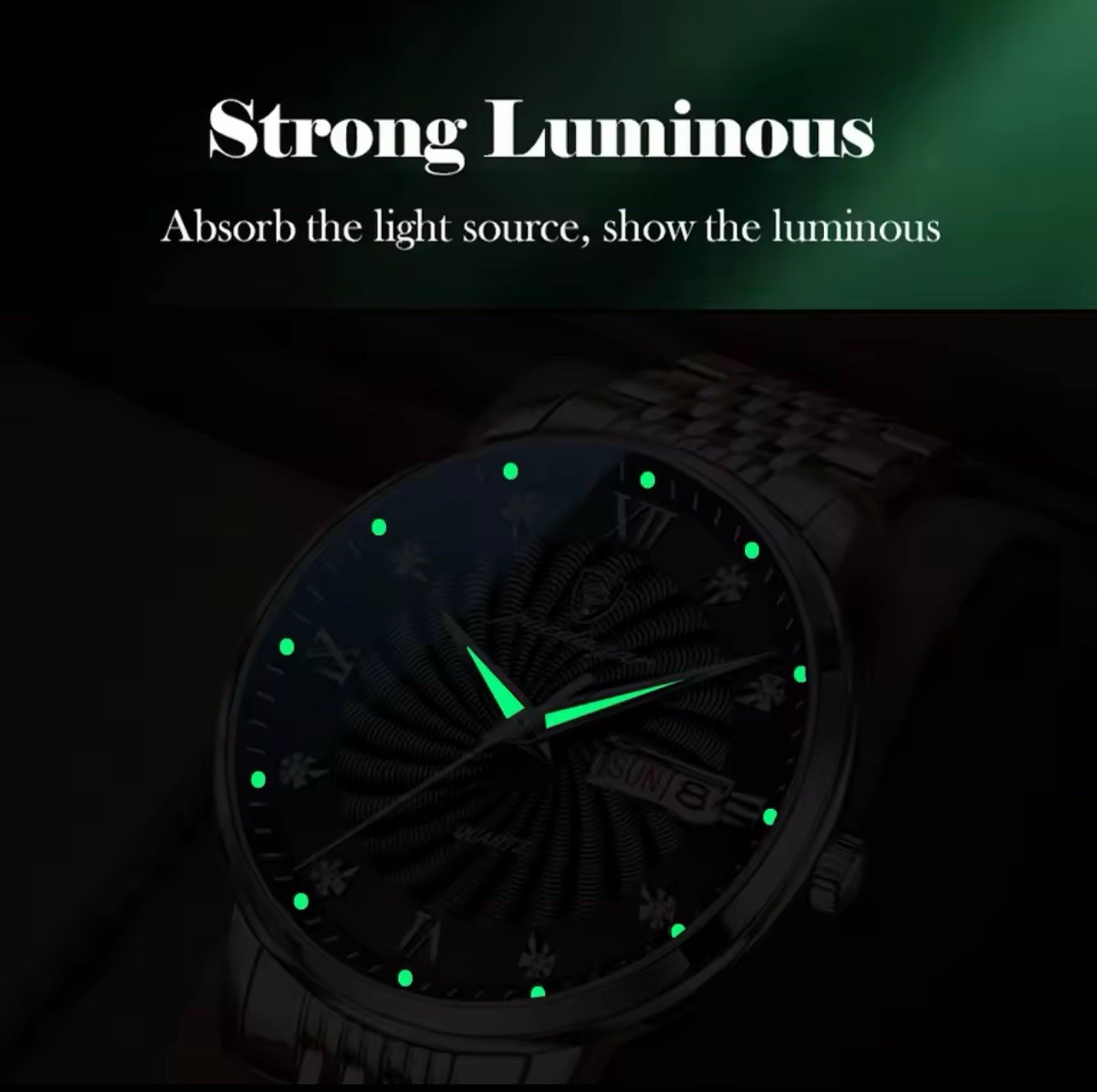 Men Watch Luxury Waterproof Luminous Date Week Stainless Steel Mens Quartz Watch