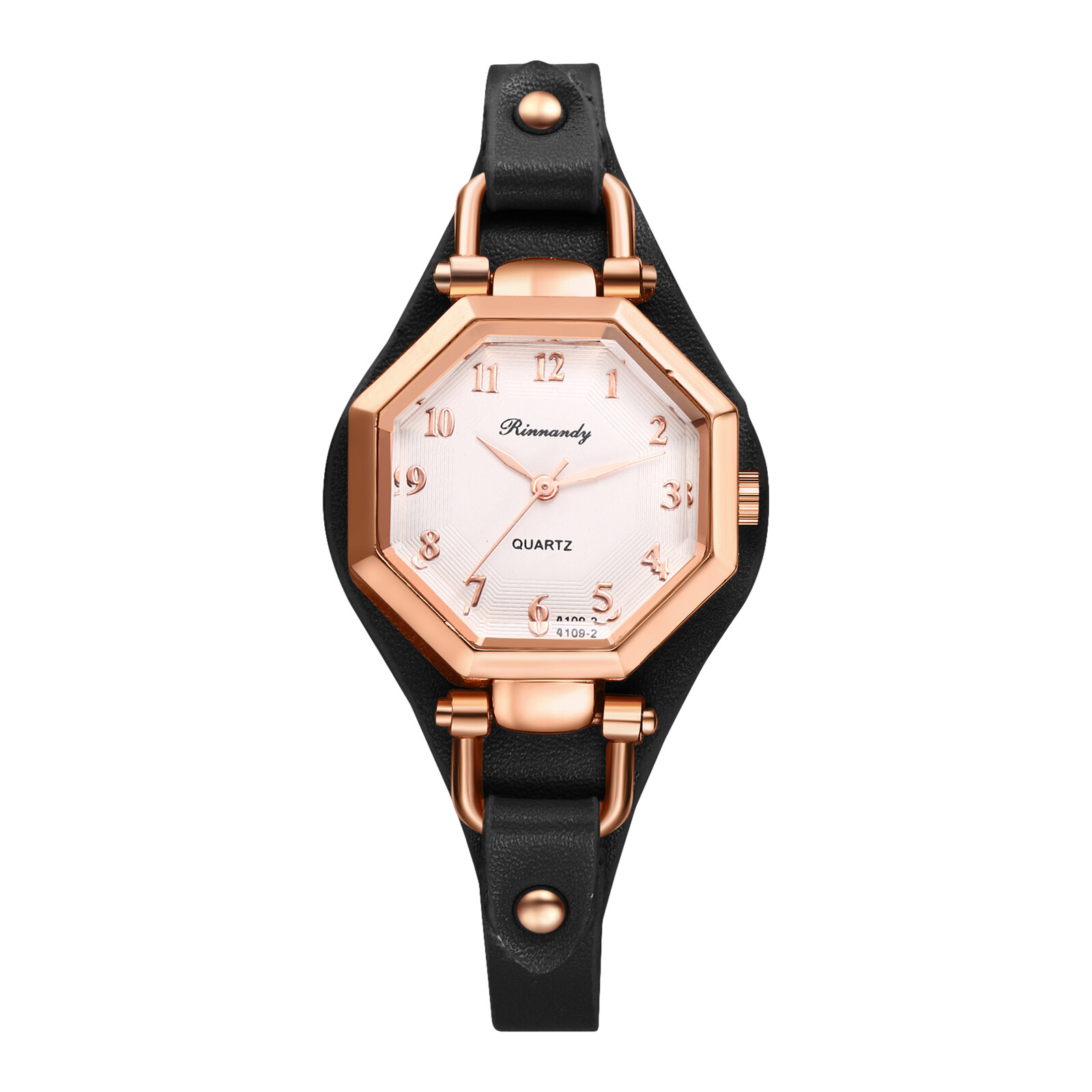 Women Girls Elegant Octagonal Slim PU Leather Strap Bracelet Quartz Wrist Watch