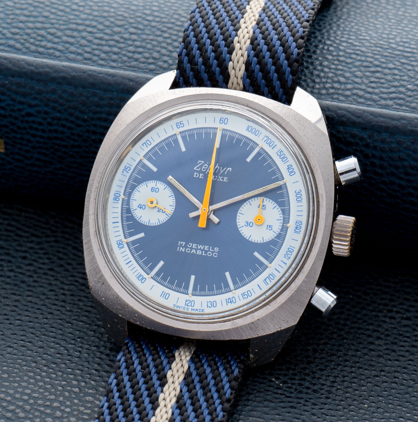 Vintage OVERSIZED Zephyr De Luxe Valjoux 7733 Chronograph SERVICED and Warranty