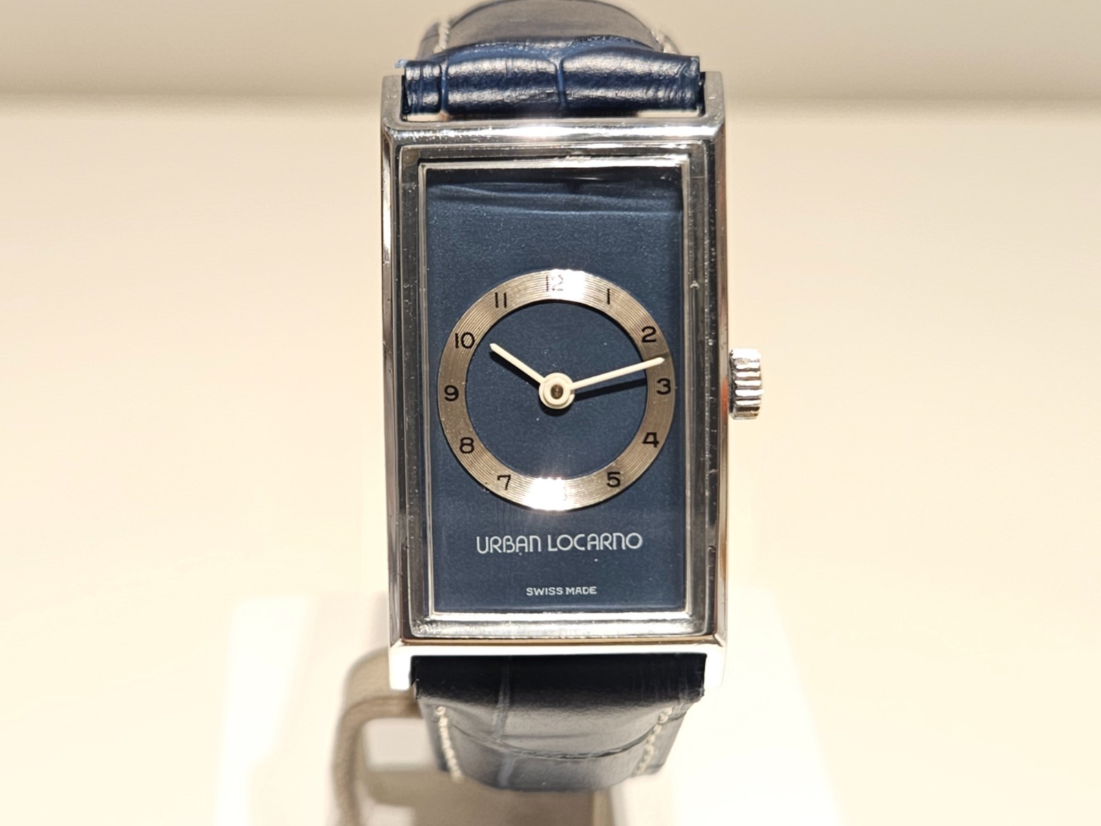 VINTAGE ELEGANT SWISS CHROMED RECTANGLE TANK MEN MECHANICAL WATCH”URBAN LOCARNO”