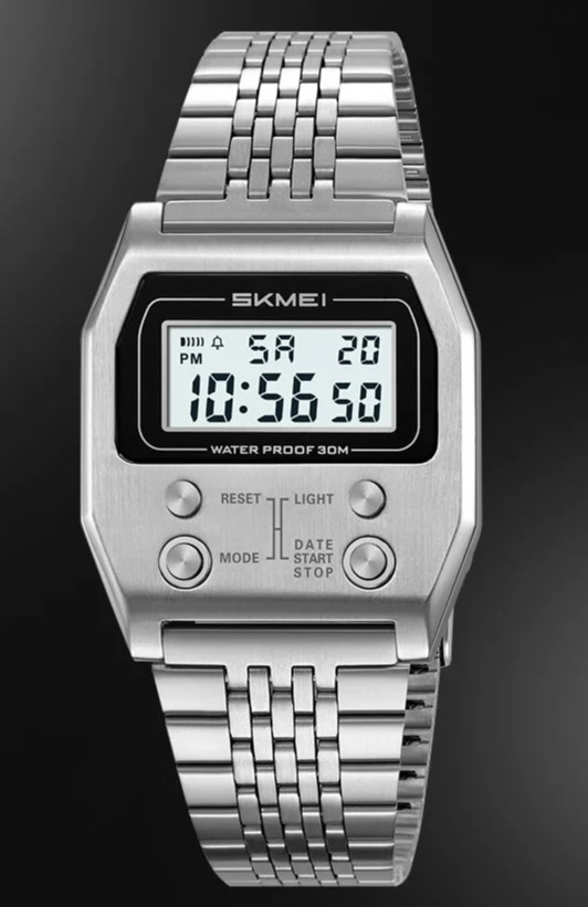 NEW Unisex Digital Watch Metal Band Alarm Stopwatch Day Date SKMEI 2460