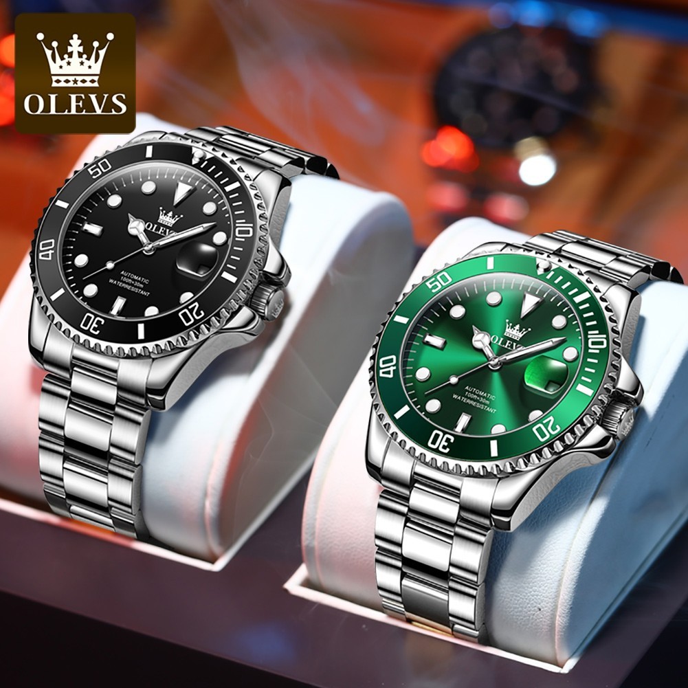 OLEVS Men’s Watch Automatic Mechanical, Stainless Steel Luminous Waterproof Date