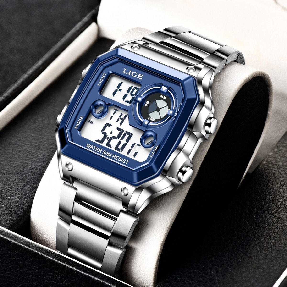 LIGE Men Watch Quartz LED Digital Luminous Date Waterproof Boy Wristwatch Gift
