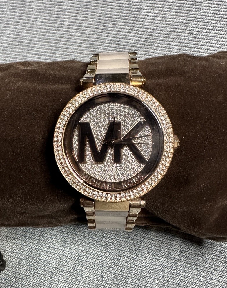 Michael Kors Women’s Quartz Logo Dial Diamond Accent Pink/Gold Bracelet Watch