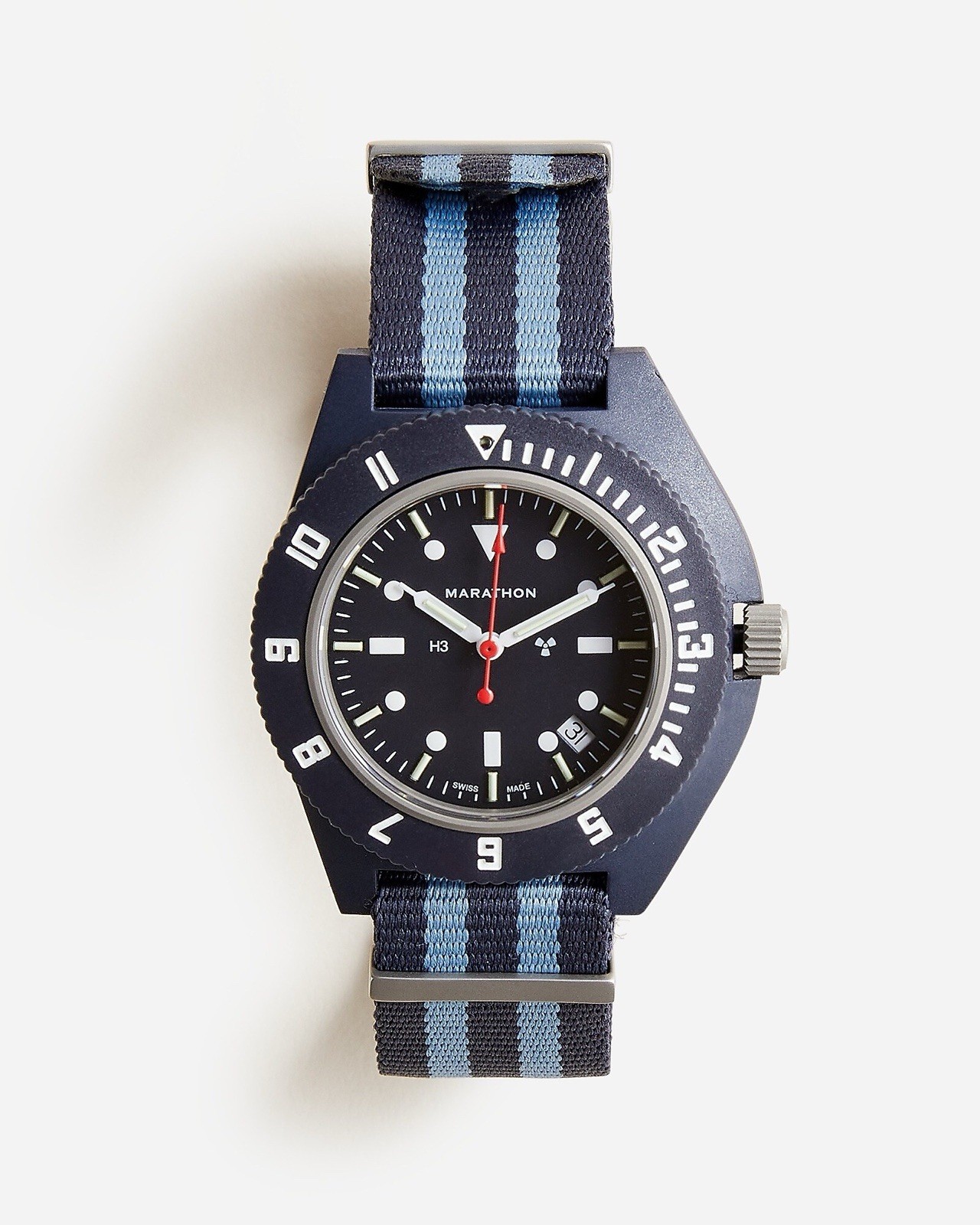 Marathon Navigator Nav-D Date Navy With Striped NATO Band J Crew