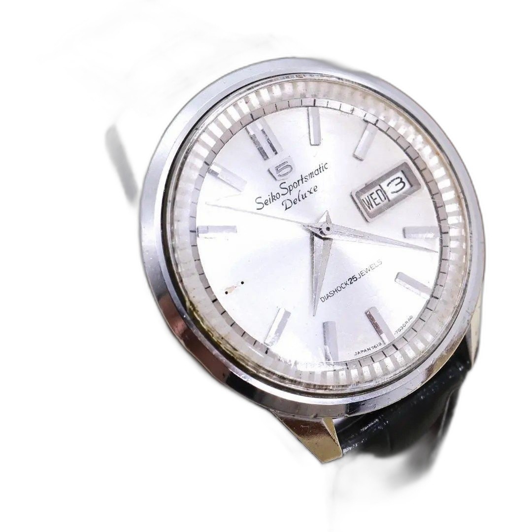 SEIKO 5 Automatic Wristwatch Sportsmatic Deluxe Silver Black Pre-owned