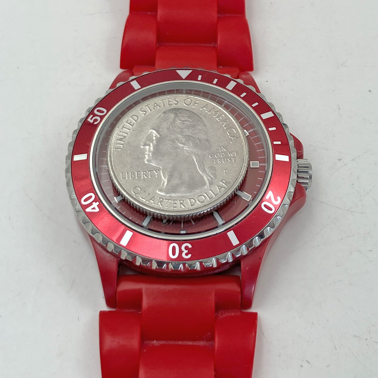 Freelook Sea Diver Dive Style Watch Fixed Bezel Red Resin Case WR 100m 40mm Mens