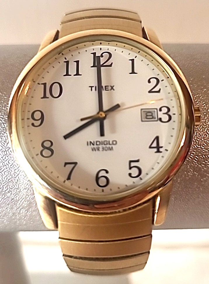 Vtg IMEX INDIGLO WR30M MEN’S QUARTZ WATCH Untested 35.2mm 17.2mm Gold Tone T9