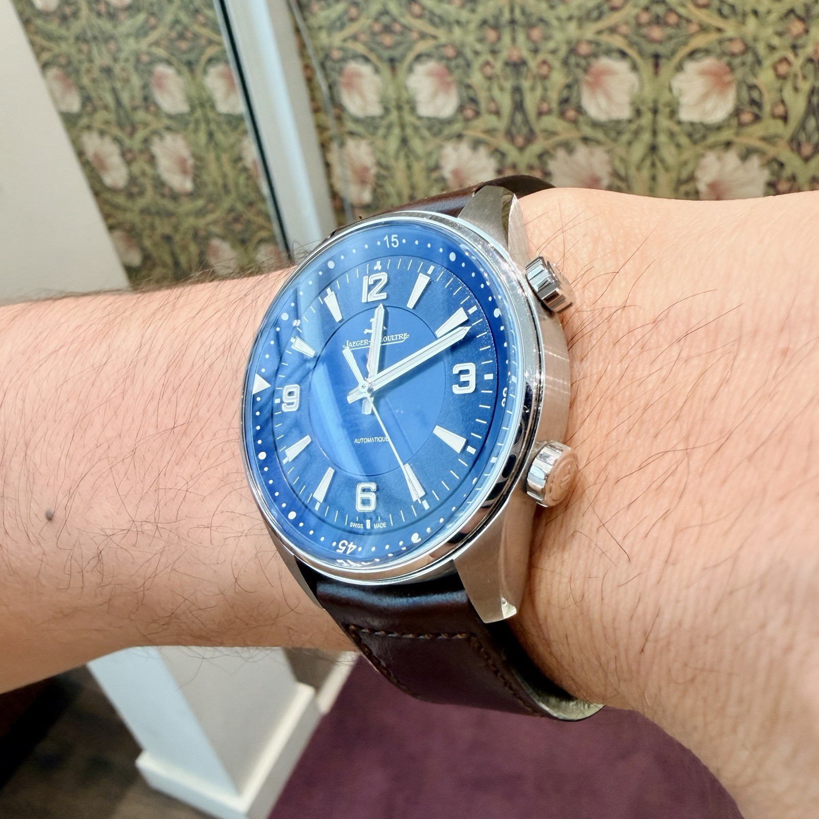 Jaeger-LeCoultre Polaris Automatic 41mm Blue Dial Brown Leather 100m