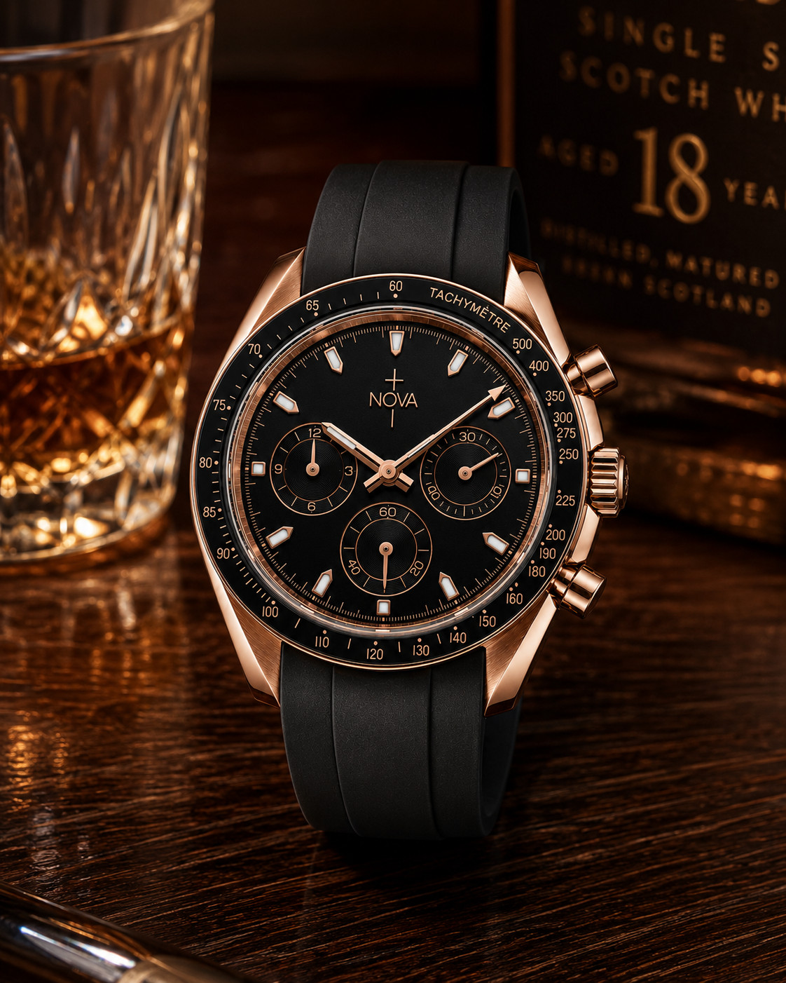 Nova Christian Ember Covenant Custom Watch Black Dial Rose Gold 42mm