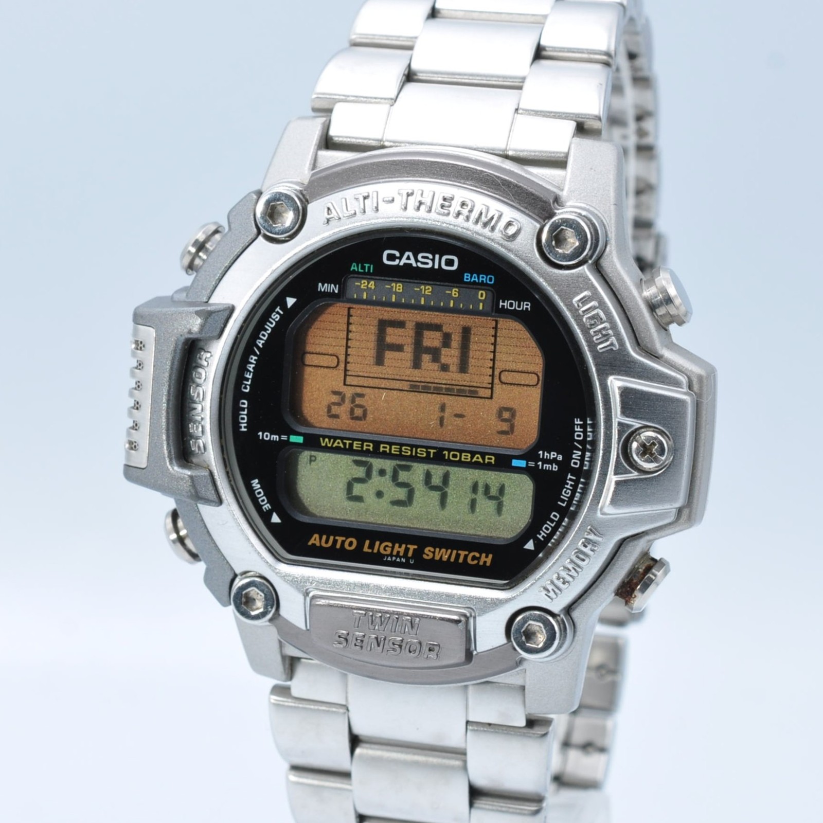Casio PRT-300 ProTrek Twin Sensor Digital Silver Men’s Watch　w-6053