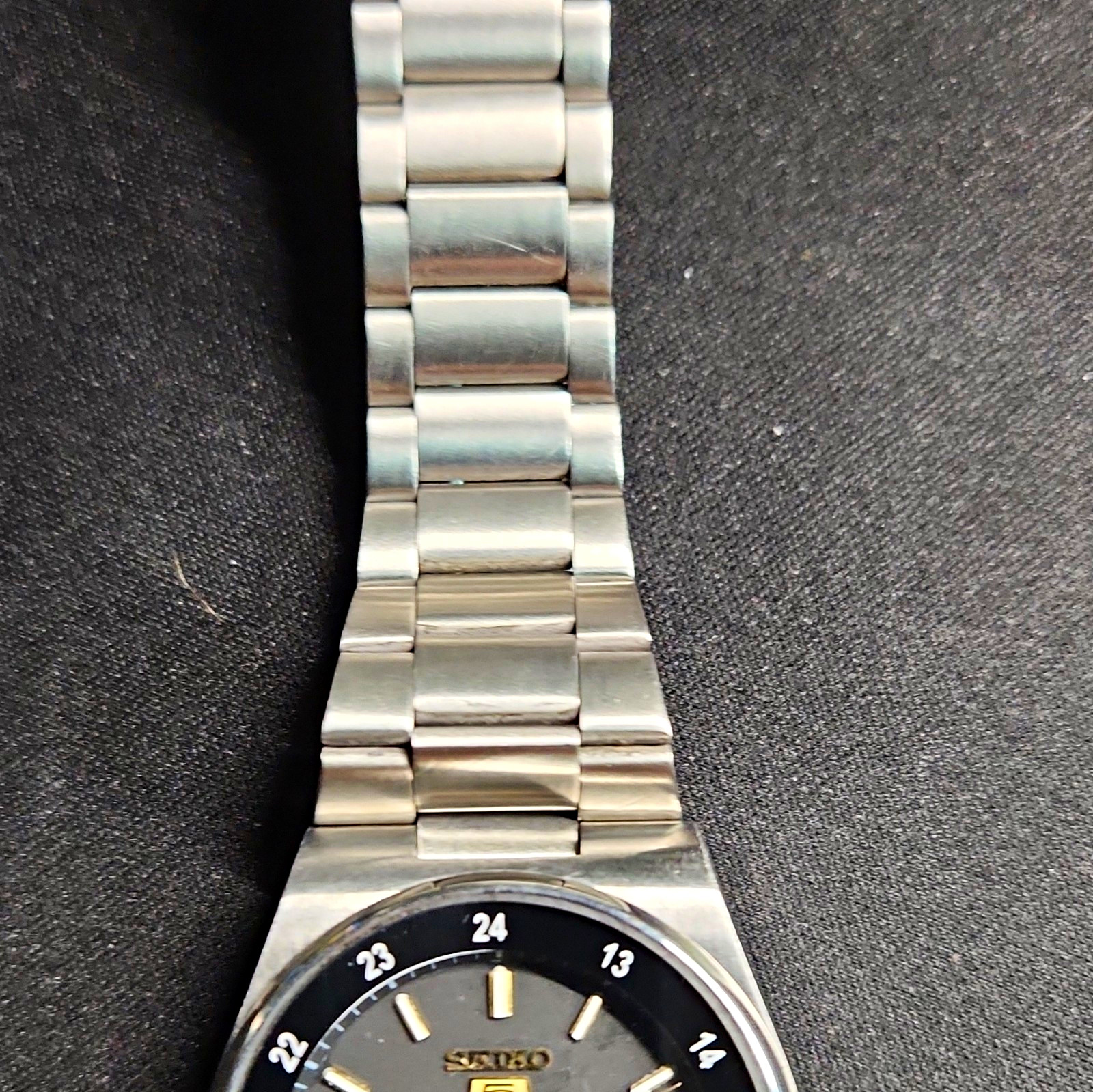 Seiko 5 Men’s Automatic Watch 24-Hour Day/Date Black Dial SS Bracelet