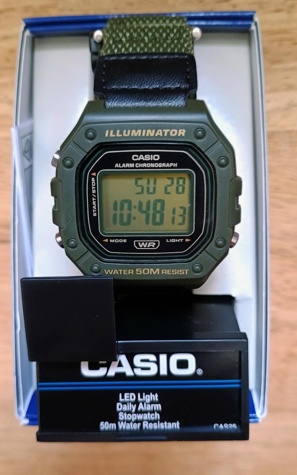 Casio W-218HB-3AVCF Military Green Case and Canvas Strap