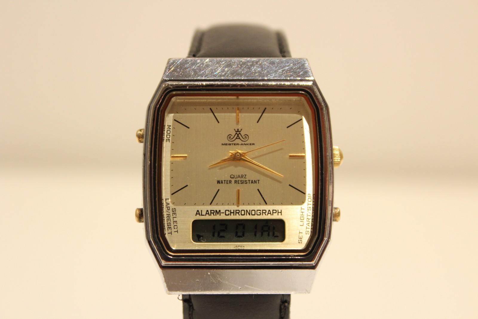 VINTAGE GERMANY MEN’S ANA-DIGI ALARM CHRONOGRAPH QUARTZ WATCH “MEISTER-ANKER”