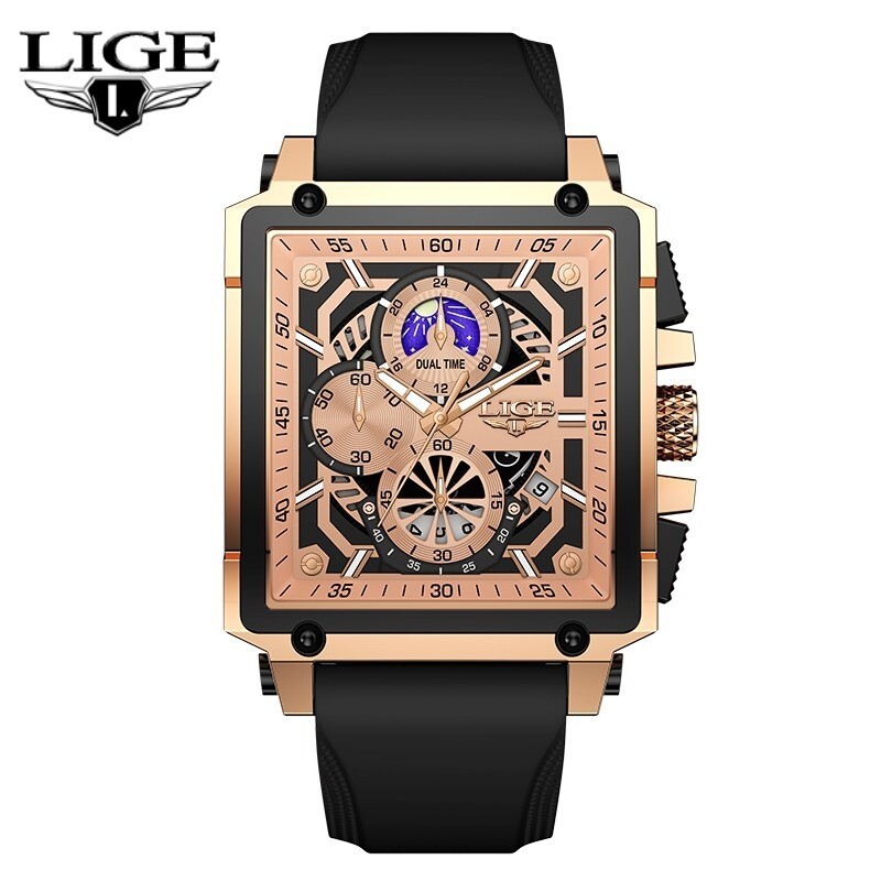 LIGE Men Watch Quartz Luminous Date Moon image 3ATM Waterproof Sport Wristwatch