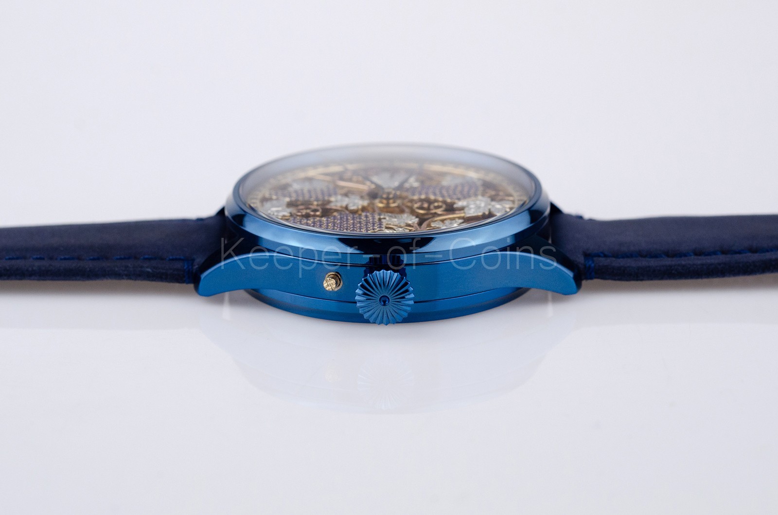 SWISS MOVEMENT SKELETON “GRAPE” ENGRAVED WRISTWATCH CUSTOM MADE MARRIAGE WATCH