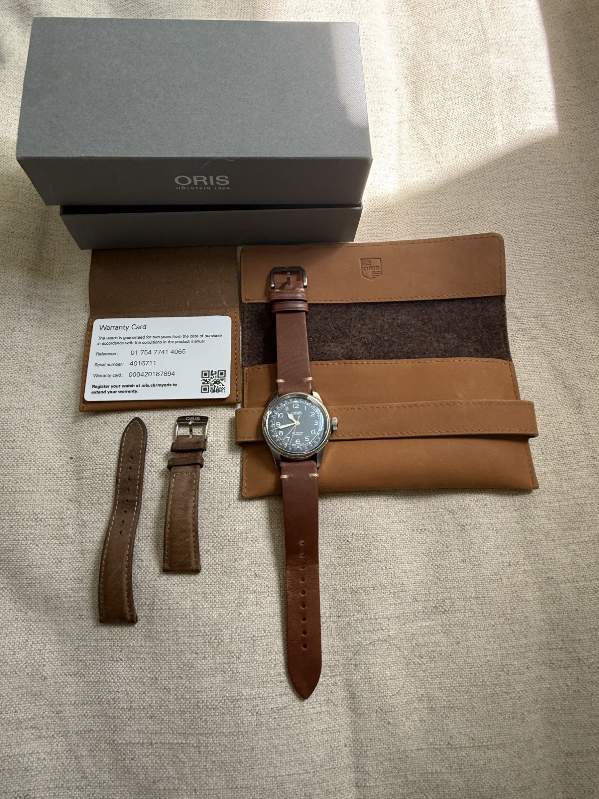 [w/Box, Paper] ORIS Big Crown Pointer Date 7741 Ink Blue Auto Leather Band Watch