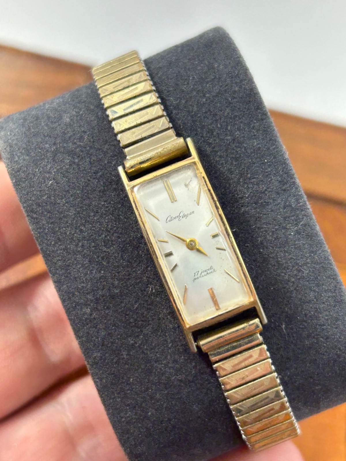 Vintage Citizen Elegan Watch Women Winding 17 Jewel Gold Tone 14mm For Repair
