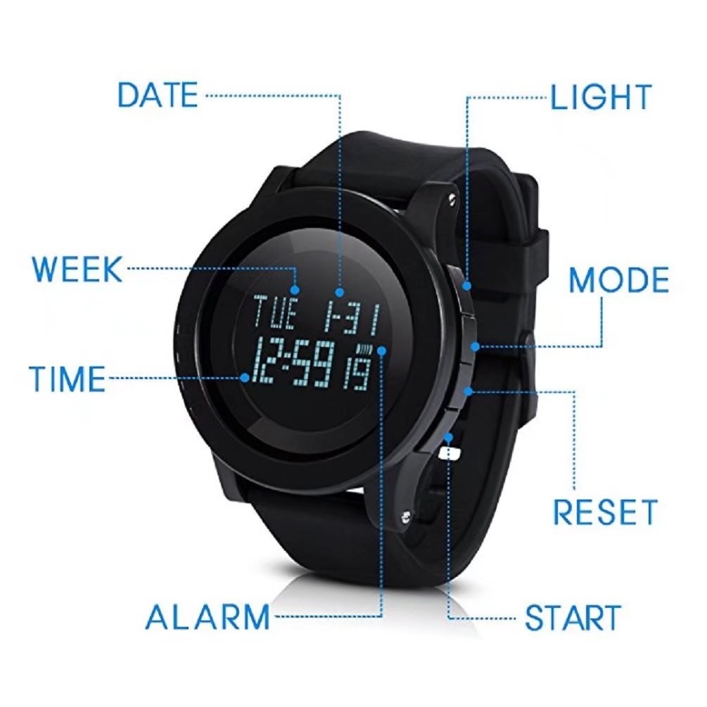 Digital Sport Watch Large Face LED Simple Military Electronic Wristwatch for …