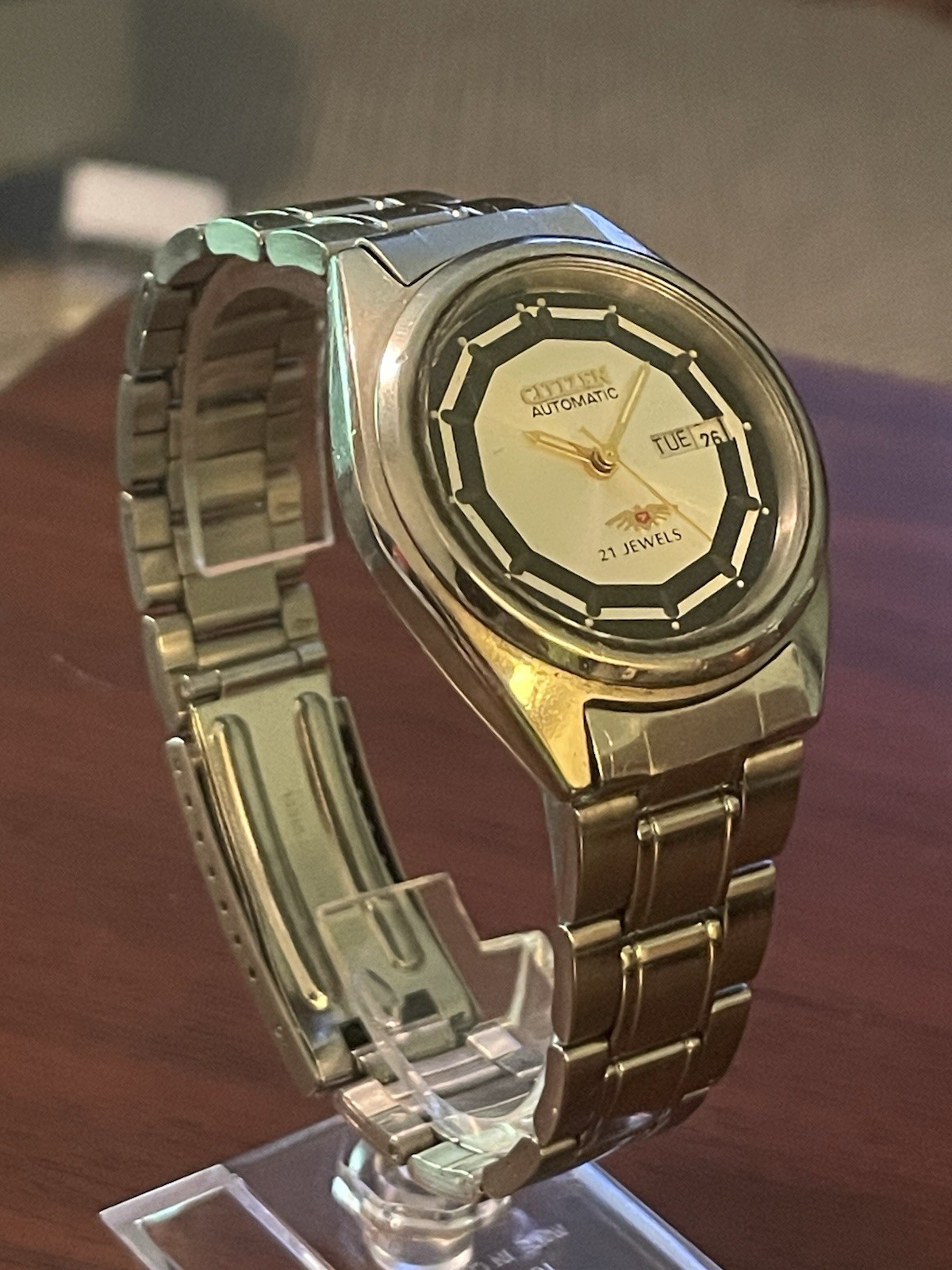 Vintage Citizen Automatic 21 Jewel Day Date Japan Rare Octagon Dial Retro Watch