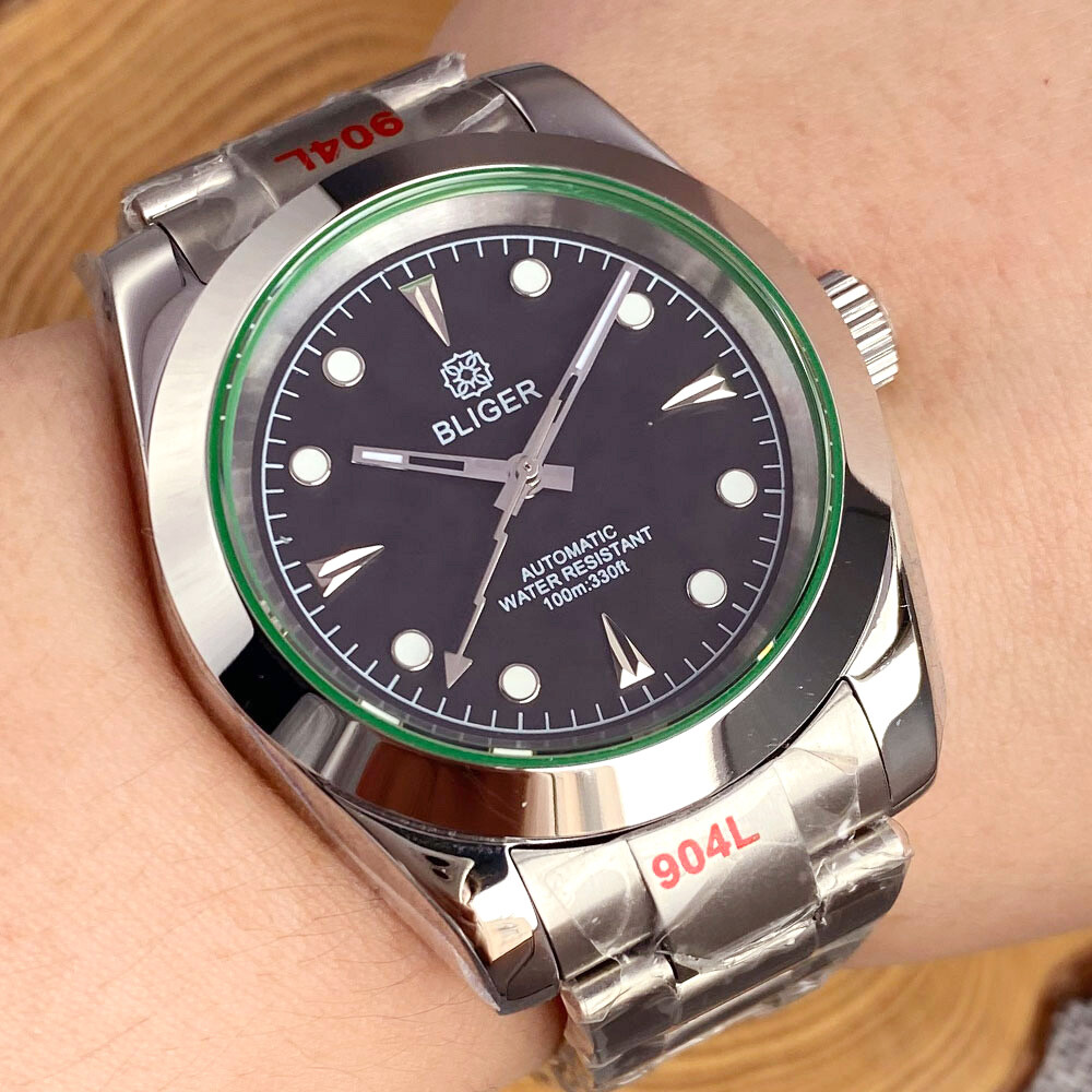 BLIGER 36mm 39mm NH35A Mechanical Watch For Men Black Blue Green Dial Lume Index