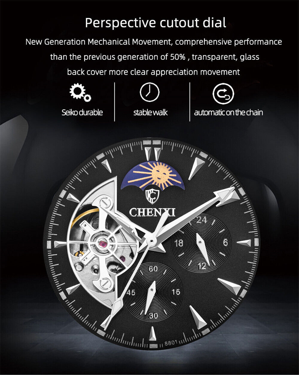 CHENXI Mechanical Automatic Watch Full Steel Watch for Business Male Wristwatch