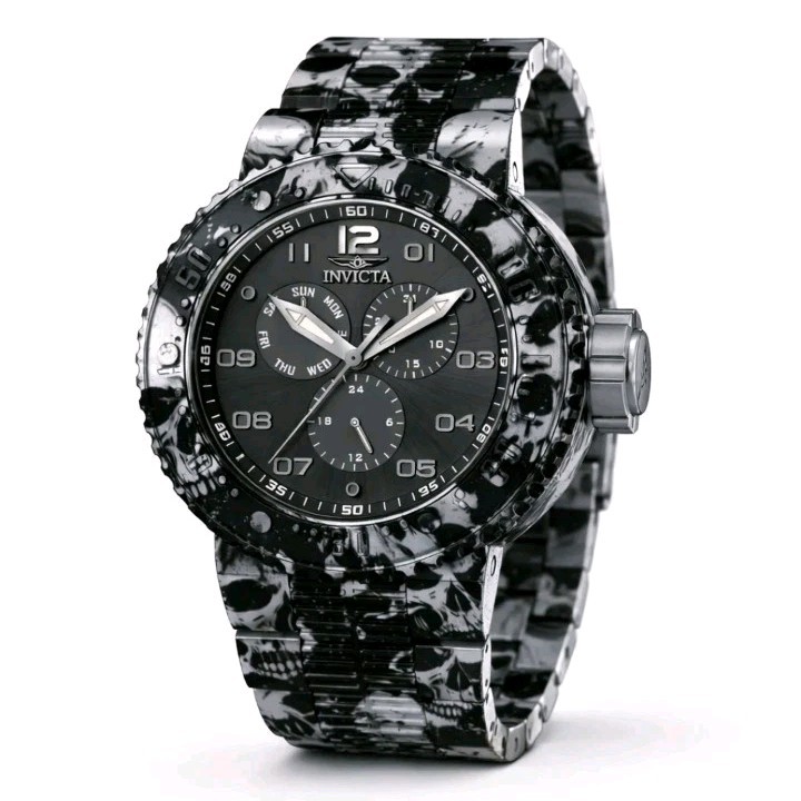 Invicta Pro Diver 50211 NeoArt Black Night Skulls 52mm Quartz Watch – NEW