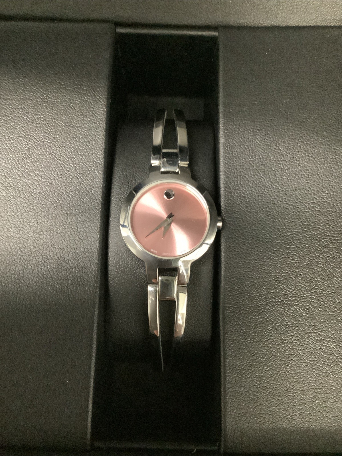 Movado Amorosa Women 52.3.14.1438 Dress Swiss Silver Tone Quartz Watch 7” & Box