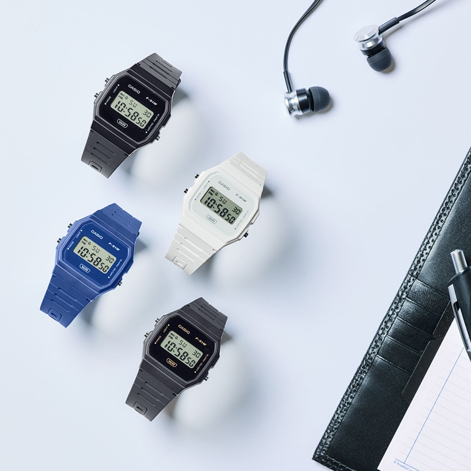 Casio F-91WB-1AJF Classic Series Biomass Plastic Quartz Watch Black/White/Blue
