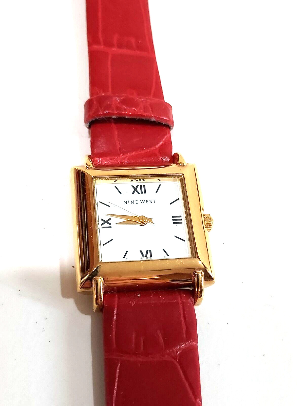 Watch – Nine West Red Leatherette Band – Like New – Needs Battery