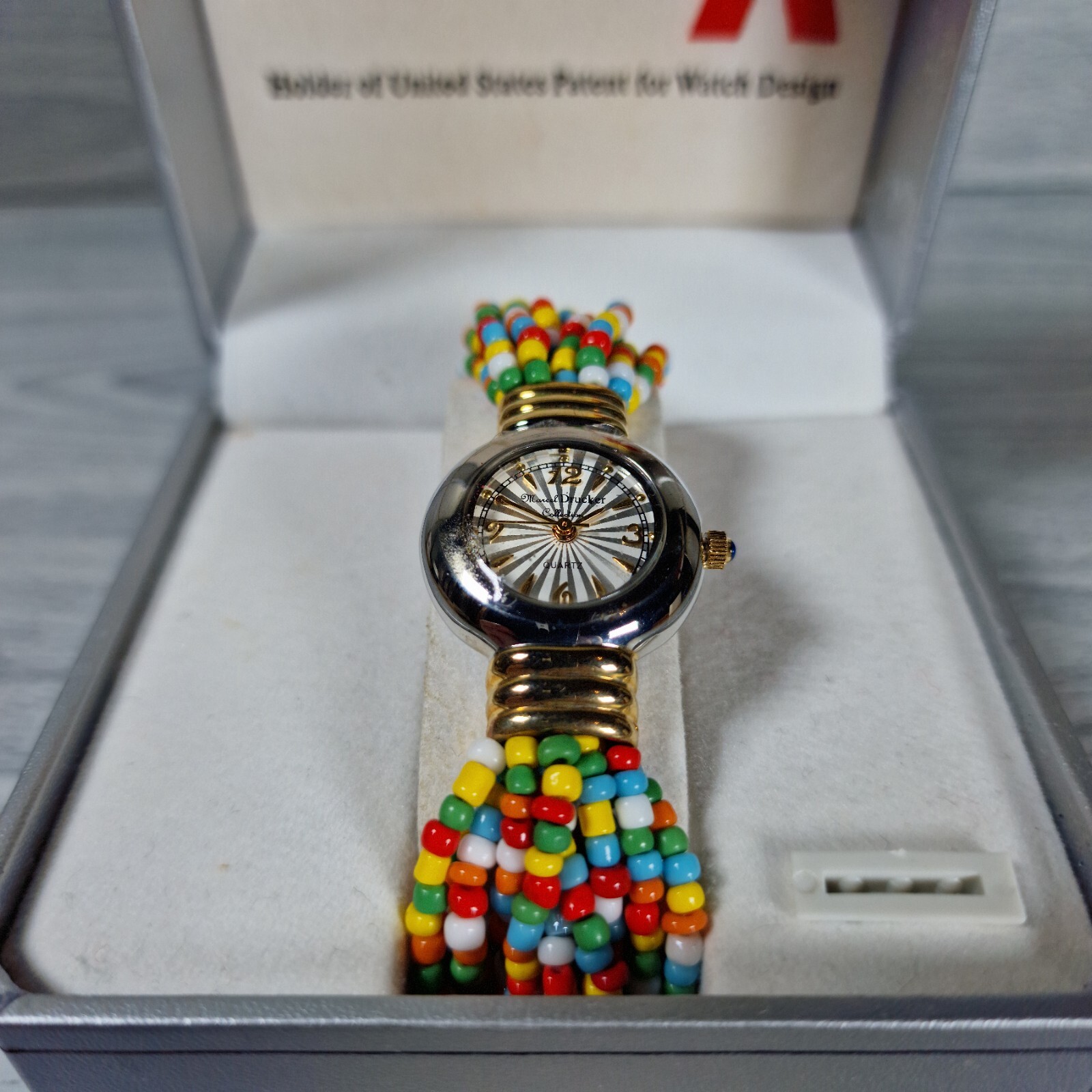 Marcel Drucker Ladies Multicolour Bead Quartz Watch Boxed Bohemian Retro Vtg
