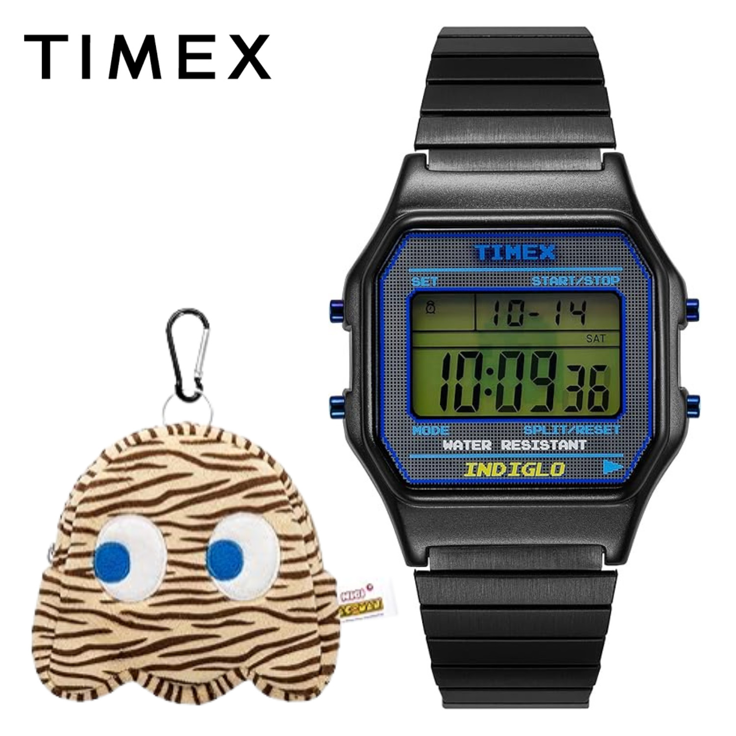 TIMEX T80 x PAC-MAN Digital Watch TW2V94200 Retro Silver Steel Band Limited Edit