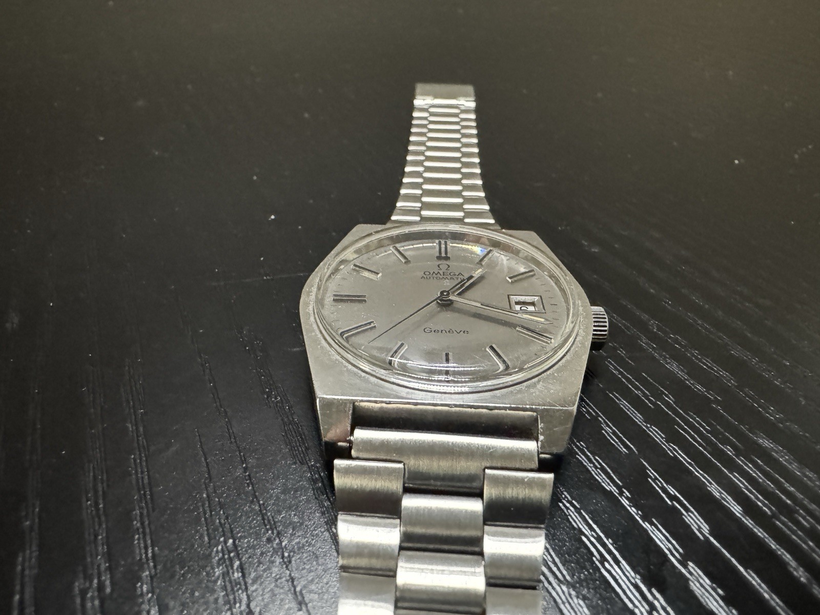 OMEGA Geneve Automatic Silver Dial Date Stainless Steel Bracelet Stick Indices