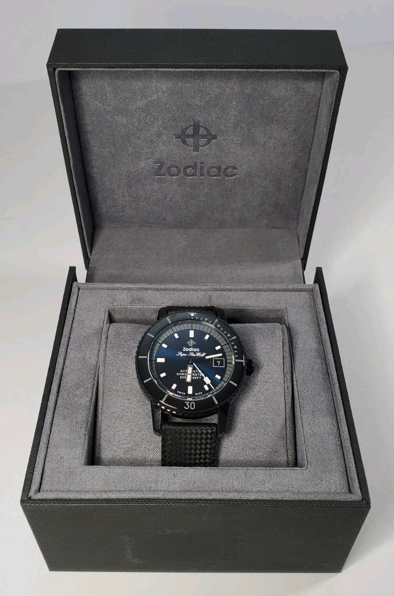 NEW Zodiac Super Sea Wolf Ceramic Compression Diver Automatic Watch Blue ZO9595