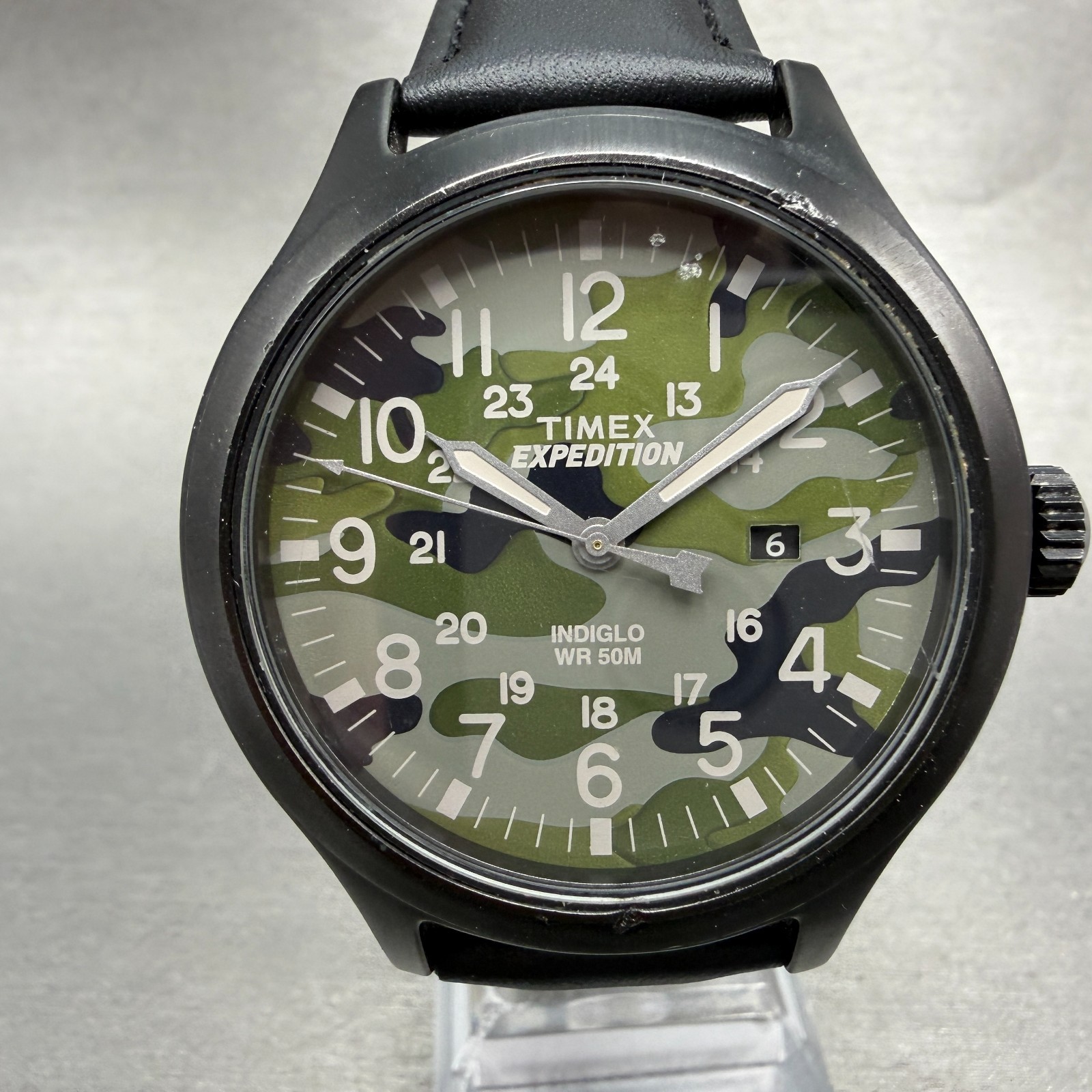 Timex Expedition Scout Watch Men 40mm Camo Dial Black Tone READ!!!!! New Battery