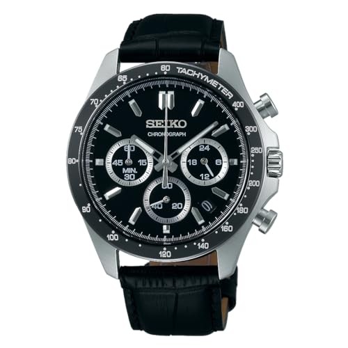 Seiko Watch SBTR021 Men’s Quartz Chronograph Watch Three Horizontal Lines Black