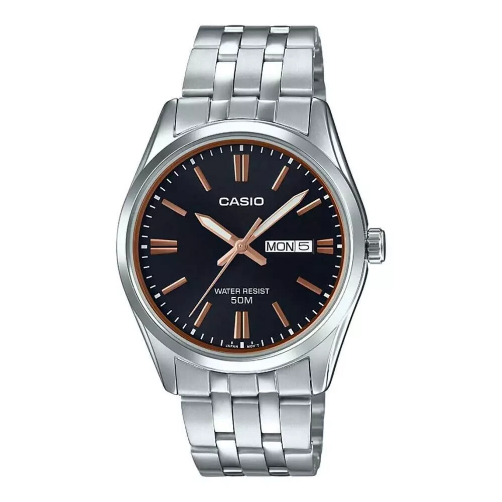 Casio MTP-1335D-1A2 NEW Men’s Watch Stainless Steel Black Dial Analog Day Date