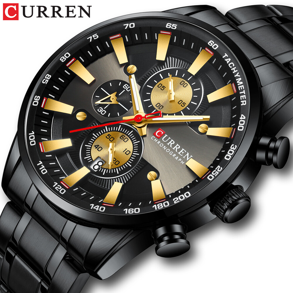 CURREN Men Steel Watch Fashion Chronograph Date Wristwatch Male Quartz Watches