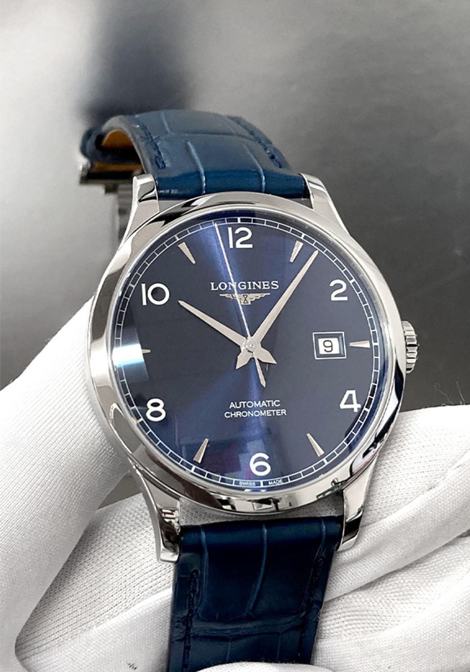 LONGINES Record Automatic 40MM Blue Dial Leather Men’s Watch L2.821.4.96.4