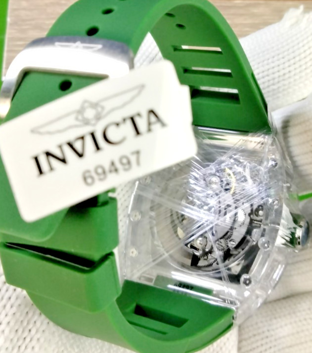 Invicta Roseskull Artist Automatic Men Watch 69497 K9 Glass Case Grn Strap WR30M