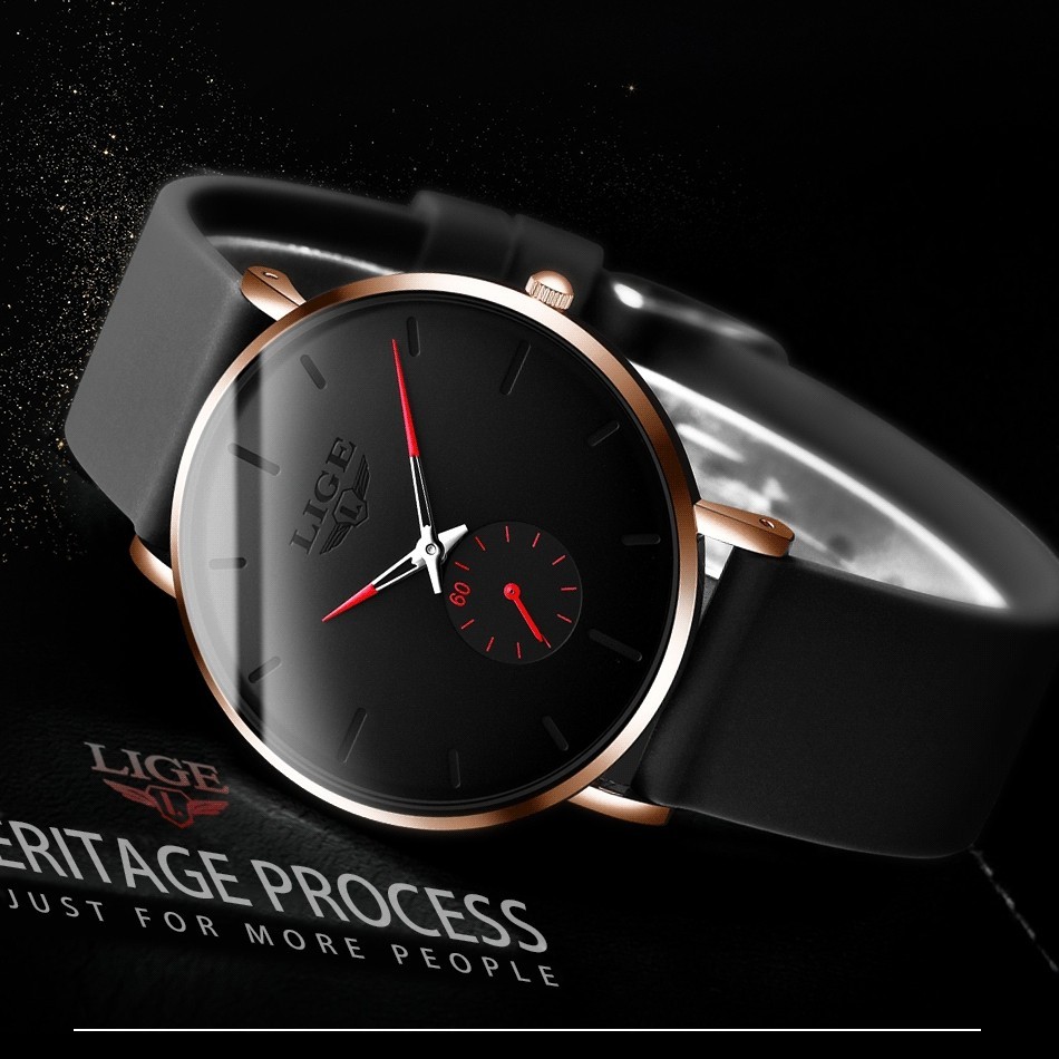 LIGE Men Watch Ultra-thin Quartz Analog Waterproof Daily Casual Dress Wristwatch