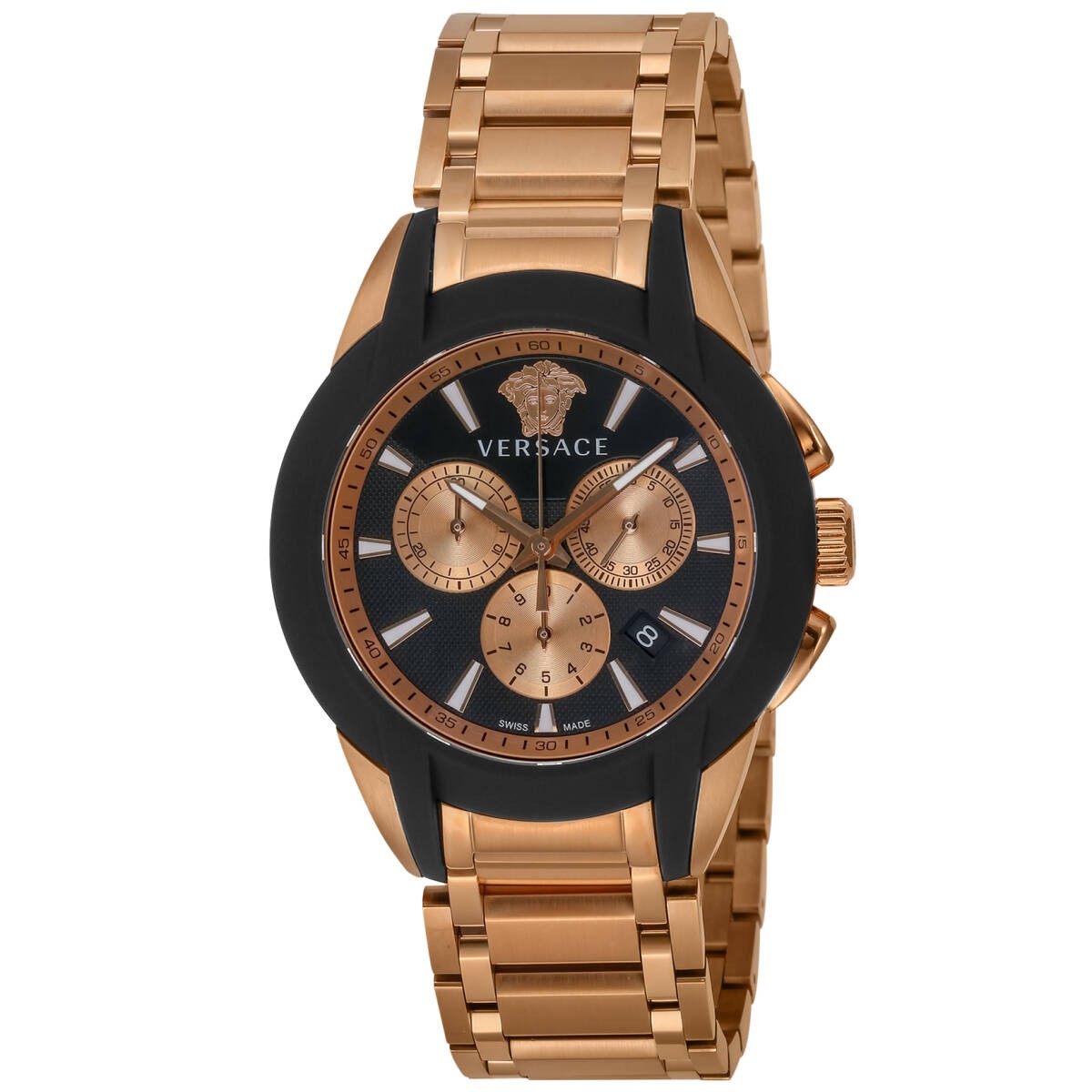 [B1Y] VERSACE Watch 42mm Men’s Chronograph Black Gold VEM800318 Character [p4v]